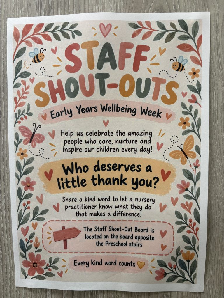 poster reading Staff Shoutouts