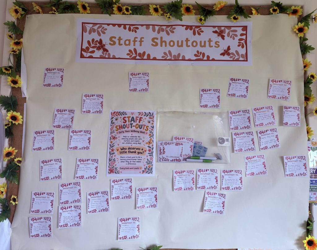 staff shout out paper with sticker notes